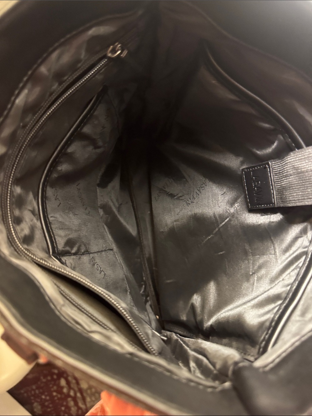 LASAVIN Black Pebbled Leather laptop tote - Picture 6 of 11
